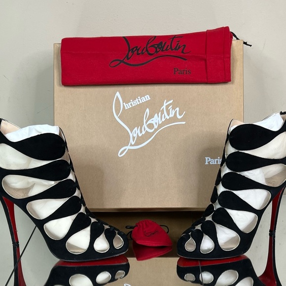 Christian Louboutin Black Mesh Heel Bootie - Picture 9 of 11